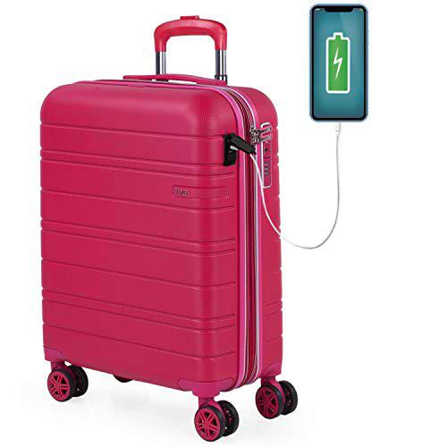 JASLEN - Maleta Cabina Avion Pequeña con 4 Ruedas 55x40x20 Extensible Hombre Mujer Rígida [Conector para Carga USB] Trolley Equipaje de Mano Candado con Combinacion TSA 171250