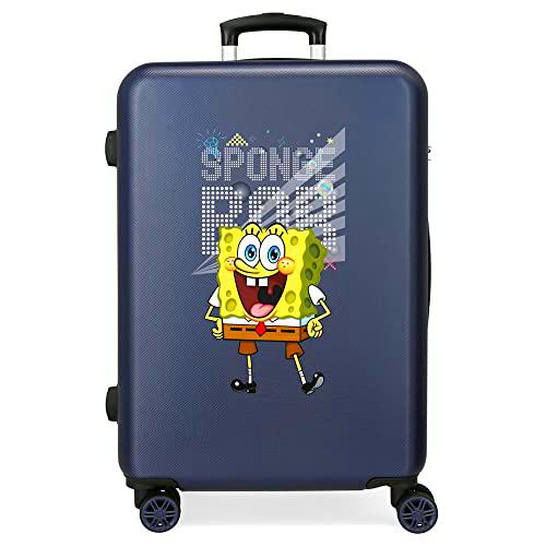 Bob Esponja Bob Party Maleta Mediana Azul 48x68x26 cms Rígida ABS Cierre combinación 70L 3,7Kgs 4 Ruedas