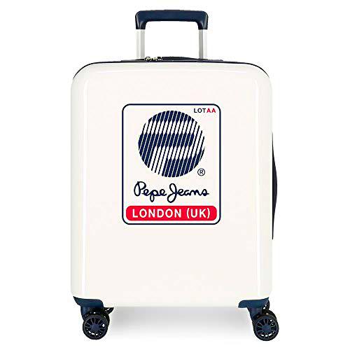 Pepe Jeans Luggage Maleta de cabina Blanco 40x55x20 cms Rígida ABS Cierre TSA 38.4L 2,9Kgs 4 Ruedas dobles Equipaje de Mano