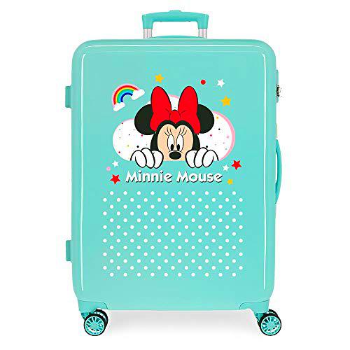 Disney Minnie Rainbow Maleta Mediana Verde 48x68x26 cms Rígida ABS Cierre de combinación Lateral 70L 2,66 kgs 4 Ruedas Dobles