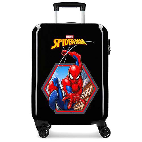 Marvel Spiderman Geo Maleta de cabina Negro 38x55x20 cms Rígida ABS Cierre combinación 34L 2,6Kgs 4 Ruedas Dobles Equipaje de Mano