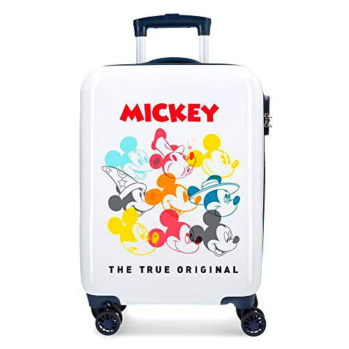 Disney Mickey Magic Maleta de cabina Blanco 37x55x20 cms Rígida ABS Cierre combinación 33L 2,8Kgs 4 Ruedas Dobles Equipaje de Mano