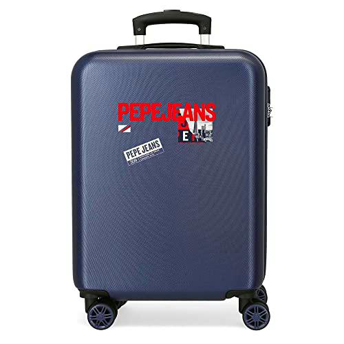 Pepe Jeans Dikran Maleta de Cabina Azul 38x55x20 cms Rígida ABS Cierre de combinación Lateral 34L 2,74 kgs 4 Ruedas Dobles