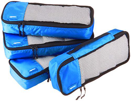 Amazon Basics - Bolsas de equipaje alargadas (4 unidades), Azul