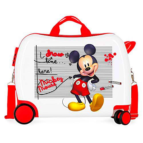 Disney Minnie Mickey Draw The Line Maleta Infantil Rojo 50x39x20 cms Rígida ABS Cierre combinación 34L 2,1Kgs 4 Ruedas Equipaje de Mano