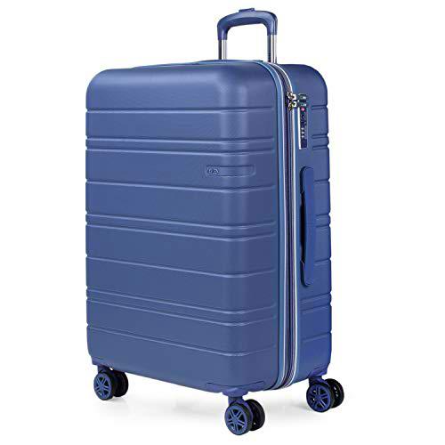 JASLEN - Maleta de Viaje Mediana 4 Ruedas Rígida Trolley ABS Extensible