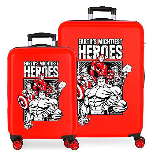 Marvel Los Vengadores Mightiest Heroes Juego de Maletas Rojo 55/68 cms Rígida ABS Cierre de combinación Lateral 104L 2,66 kgs 4 Ruedas Dobles Equipaje de Mano