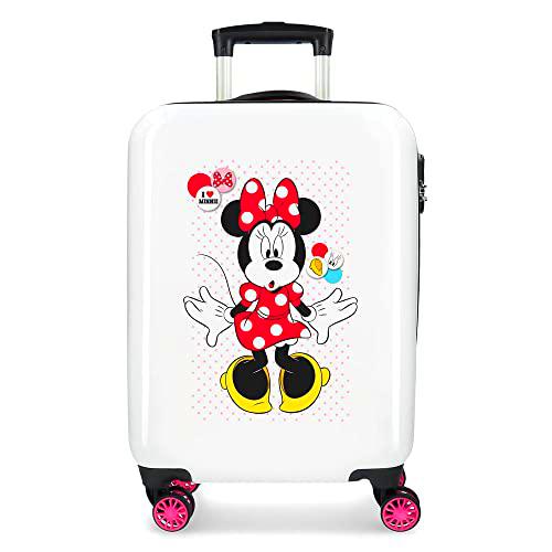 Disney Minnie Enjoy The Day Maleta de Cabina Blanco 40x55x20 cms Rígida ABS Cierre de combinación Lateral 34L 2,8 Kgs 4 Ruedas Dobles Equipaje de Mano