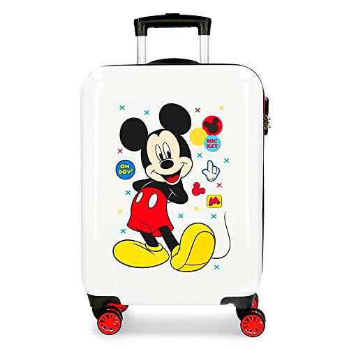 Disney Mickey Enjoy the Day Maleta de cabina Blanco 40x55x20 cms Rígida ABS Cierre de combinación lateral 34L 2,8 Kgs 4 Ruedas Dobles Equipaje de Mano