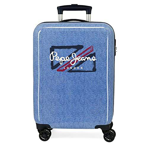 Pepe Jeans Digital Maleta de Cabina Azul 38x55x20 cms Rígida ABS Cierre de combinación Lateral 34L 2 kgs 4 Ruedas Dobles Equipaje de Mano