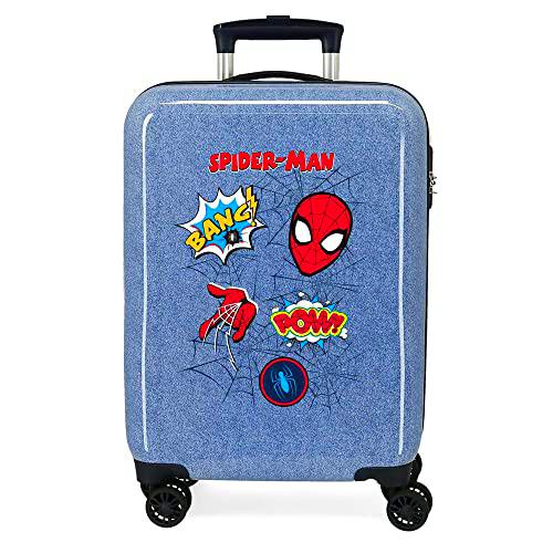 Marvel Spiderman Denim Maleta de Cabina Azul 38x55x20 cms Rígida ABS Cierre de combinación Lateral 34L 2 kgs 4 Ruedas Dobles Equipaje de Mano