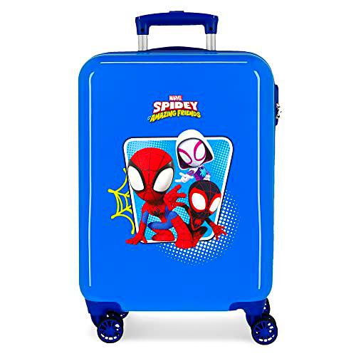 Marvel Spidey Team Up Maleta de Cabina Azul 38x55x20 cms Rígida ABS Cierre de combinación Lateral 34L 2 kgs 4 Ruedas Dobles Equipaje de Mano