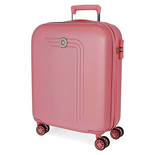 Movom Riga Maleta de Cabina Rosa 40x55x20 cms Rígida ABS Cierre combinación 37L 3Kgs 4 Ruedas Dobles Extensible Equipaje de Mano