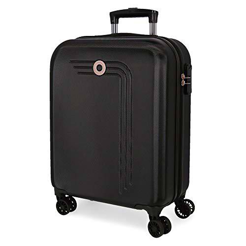 Movom Riga Maleta de Cabina Negro 40x55x20 cms Rígida ABS Cierre combinación 37L 2,8Kgs 4 Ruedas Dobles Equipaje de Mano