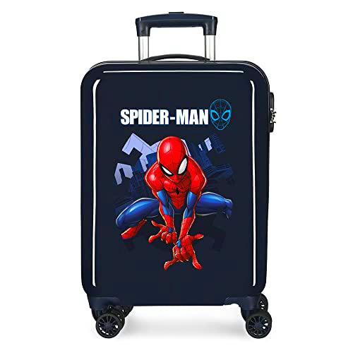 Marvel Spiderman Action Maleta de cabina Azul 37x55x20 cms Rígida ABS Cierre combinación 34L 2,6Kgs 4 Ruedas Dobles Equipaje de Mano