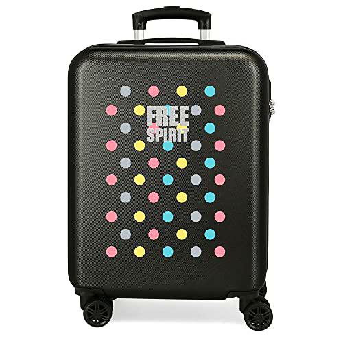 Movom Free Dots Maleta de Cabina 38 x 55 x 20 cm Rígida ABS Cierre combinación 34 L 2.6 Kg 4 Ruedas Dobles Equipaje de Mano, Negro