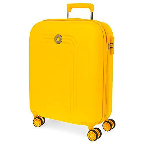 Movom Riga Maleta de Cabina Amarillo 40x55x20 cms Rígida ABS Cierre combinación 37L 3Kgs 4 Ruedas Dobles Extensible Equipaje de Mano