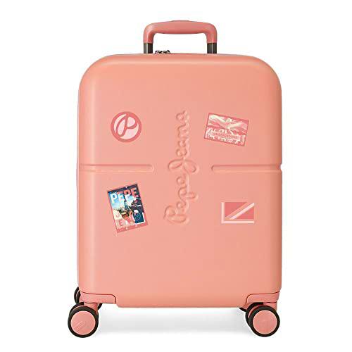 Pepe Jeans Chest Maleta de Cabina Rosa 40x55x20 cms Rígida ABS Cierre TSA Integrado 37L 3,22 kgs 6 Ruedas Dobles Equipaje de Mano