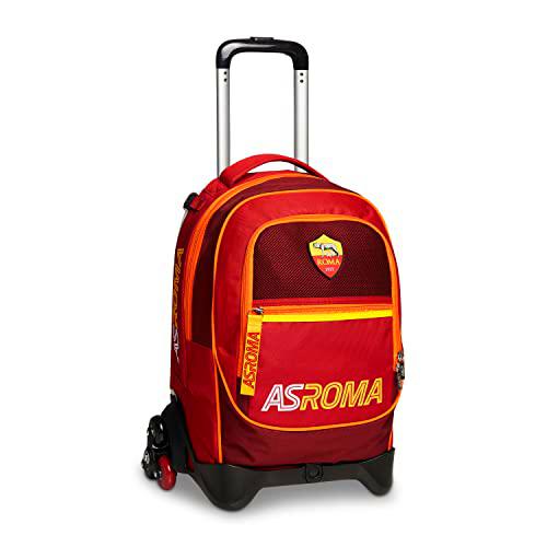 Trolley 3 Ruedas A.S. Roma Fútbol, Amarillo Rojo, Mochila Desenganchable