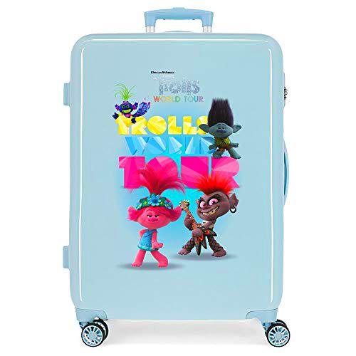 Trolls World Tour Maleta mediana Azul 48x65x26 cms Rígida ABS Cierre combinación 61L 3,4Kgs 4 ruedas dobles