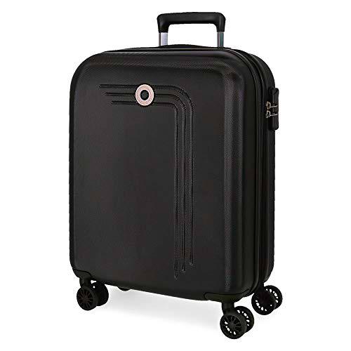 Movom Riga Maleta de Cabina Negro 40x55x20 cms Rígida ABS Cierre combinación 37L 3Kgs 4 Ruedas Dobles Extensible Equipaje de Mano