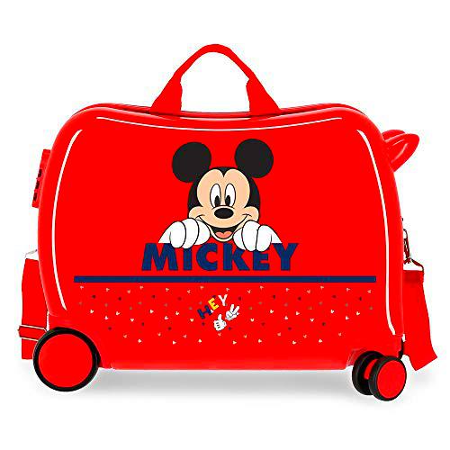 Disney Happy Mickey Maleta Infantil Rojo 50x38x20 cms Rígida ABS Cierre combinación 3,1Kgs 4 Ruedas Equipaje de Mano