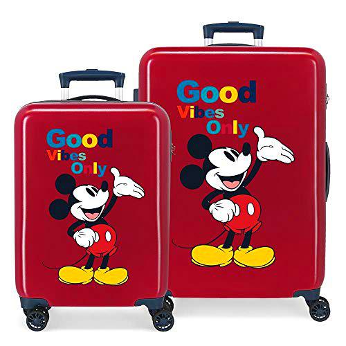 Disney Mickey Original Juego de Maletas Rojo 55/68 cms Rígida ABS Cierre de combinación Lateral 104L 2,66 kgs 4 Ruedas Dobles Equipaje de Mano