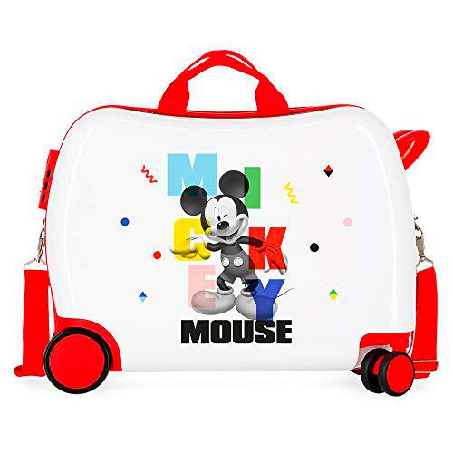 Disney Mickey'S Party Maleta Infantil Blanco 50x38x20 cms Rígida ABS Cierre de combinación Lateral 34L 3 kgs 4 Ruedas Equipaje de Mano