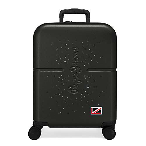 Pepe Jeans Jane Maleta de Cabina Negro 40x55x20 cms Rígida ABS Cierre TSA Integrado 37L 2,74 kgs 4 Ruedas Dobles Extensible Equipaje de Mano