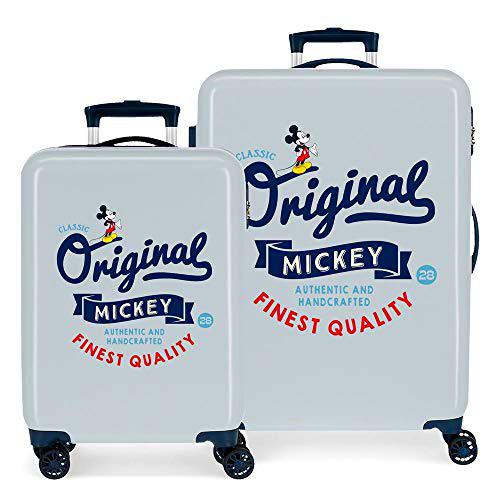 Disney Mickey Original Juego de Maletas Azul 55/68 cms Rígida ABS Cierre de combinación Lateral 104L 2,66 kgs 4 Ruedas Dobles Equipaje de Mano