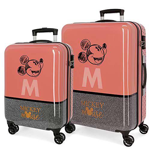 Disney Juego de Maletas Mickey The Blogger Rígidas 55-67 cm, Rosa