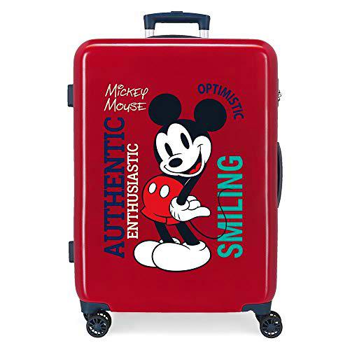 Disney Mickey Original Maleta Mediana Rojo 48x68x26 cms Rígida ABS Cierre de combinación Lateral 70L 2,66 kgs 4 Ruedas Dobles