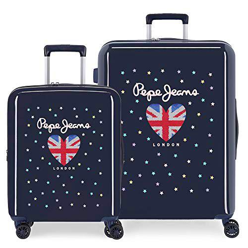 Pepe Jeans Estela Maleta de Cabina Azul 40x55x20 cms Rígida ABS Cierre TSA Integrado 38,4L 2 kgs 4 Ruedas Dobles