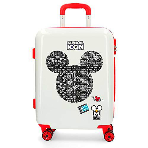 Disney Mickey Icons Maleta de cabina Blanco 40x55x20 cms Rígida ABS Cierre combinación 37L 2,6Kgs 4 Ruedas Dobles Equipaje de Mano