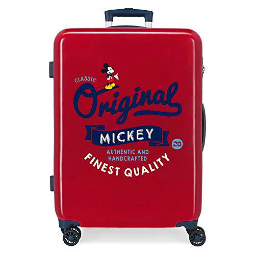 Disney Mickey Original Maleta Mediana Rojo 48x68x26 cms Rígida ABS Cierre de combinación Lateral 70L 2,66 kgs 4 Ruedas Dobles