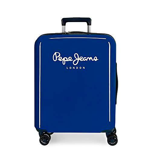 Pepe Jeans Albert Maleta de Cabina Azul 40x55x20 cms Rígida ABS Cierre TSA Integrado 38,4L 2 kgs 4 Ruedas Dobles Equipaje de Mano