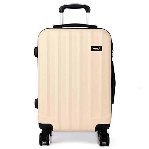 Kono Maleta de Cabina Equipaje de Mano ABS Ligero de 20 Pulgadas,Maleta de Mano Viaje con 4 Ruedas giratorias (Beige)