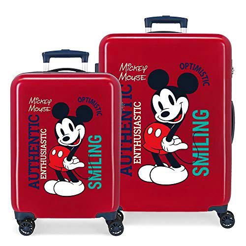 Disney Mickey Original Juego de Maletas Rojo 55/68 cms Rígida ABS Cierre de combinación Lateral 104L 2,66 kgs 4 Ruedas Dobles Equipaje de Mano