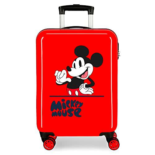 Disney Mickey Mouse Fashion Maleta de Cabina Rojo 38x55x20 cms Rígida ABS Cierre de combinación Lateral 34L 2 kgs 4 Ruedas Dobles Equipaje de Mano