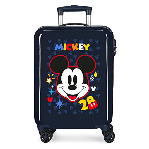 Disney Mickey Get Moving Maleta de Cabina Azul 38x55x20 cms Rígida ABS Cierre de combinación Lateral 34L 2 kgs 4 Ruedas Dobles Equipaje de Mano