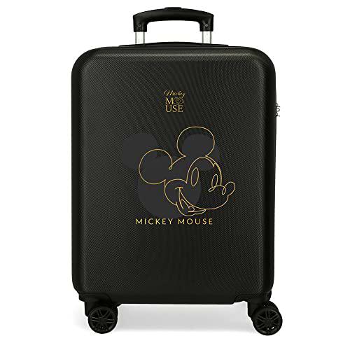 Disney Mickey Outline Maleta de Cabina Negro 38x55x20 cms Rígida ABS Cierre de combinación Lateral 35L 2 kgs 4 Ruedas Dobles Equipaje de Mano