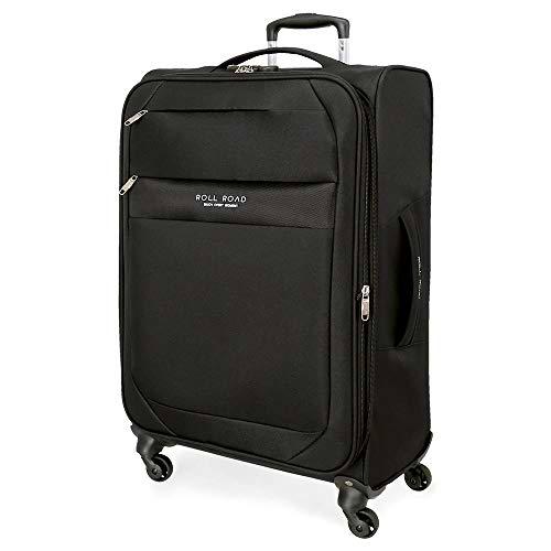 Roll Road Royce Maleta mediana Negro 43x66x26 cms Blanda Poliéster Cierre combinación 64L 2,6Kgs 4 Ruedas Extensible