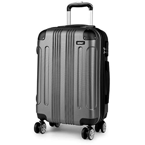 Kono Maletas de Viaje Grandes 75cm Trolley Cabina ABS Equipaje de Mano con 4 Ruedas y Cerradura de Combinación (Maleta Grande, Gris)