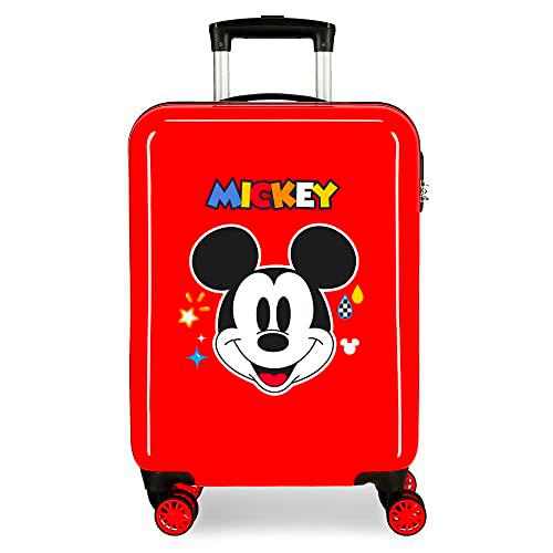 Disney Mickey Get Moving Maleta de Cabina Rojo 38x55x20 cms Rígida ABS Cierre de combinación Lateral 34L 2 kgs 4 Ruedas Dobles Equipaje de Mano