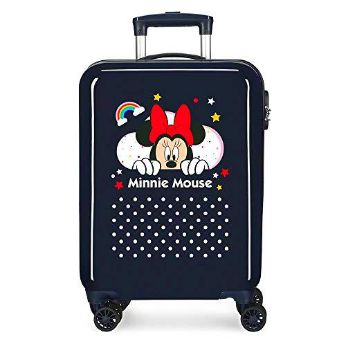 Disney Minnie Rainbow Maleta de Cabina Azul 37x55x20 cms Rígida ABS Cierre de combinación Lateral 34L 2,66 kgs 4 Ruedas Dobles Equipaje de Mano