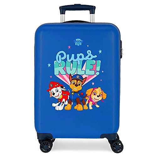 La Patrulla Canina Paw Patrol Playful Maleta de Cabina Azul 38x55x20 cms Rígida ABS Cierre de combinación Lateral 34L 2,66 kgs 4 Ruedas Dobles Equipaje de Mano, Pups Rule