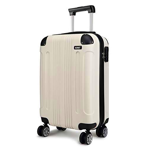 Kono Maletas de Viaje Cabina 55x35x20cm Equipaje de Mano Ligero y Duradero ABS Trolley Cabina Maleta 33L (Beige)