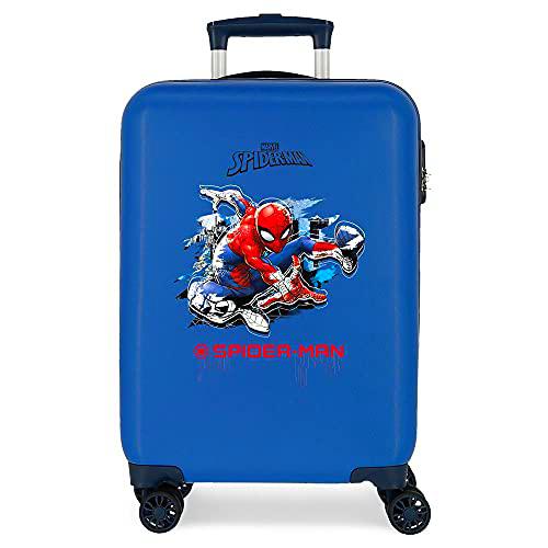 Marvel Spiderman Geo Maleta de cabina Azul 37x55x20 cms Rígida ABS Cierre combinación 34L 2,6Kgs 4 Ruedas Dobles Equipaje de Mano