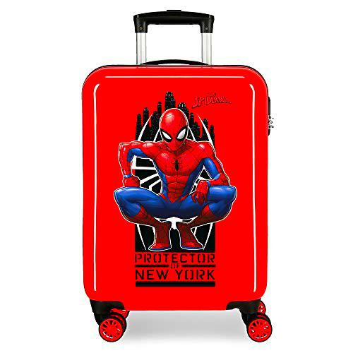 Marvel Spiderman Geo Maleta de cabina Rojo 37x55x20 cms Rígida ABS Cierre combinación 34L 2,6Kgs 4 Ruedas Dobles Equipaje de Mano