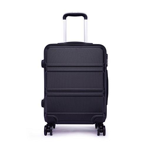 Kono Maleta de Cabina de 20 Pulgadas Duro Shell Peso Ligero ABS Equipaje de Mano 4 Ruedas Spinner 360 Grados Viaje Trolley Caso Negro